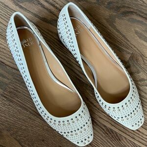 Donald J. Pliner White Studded Low Heel Flats